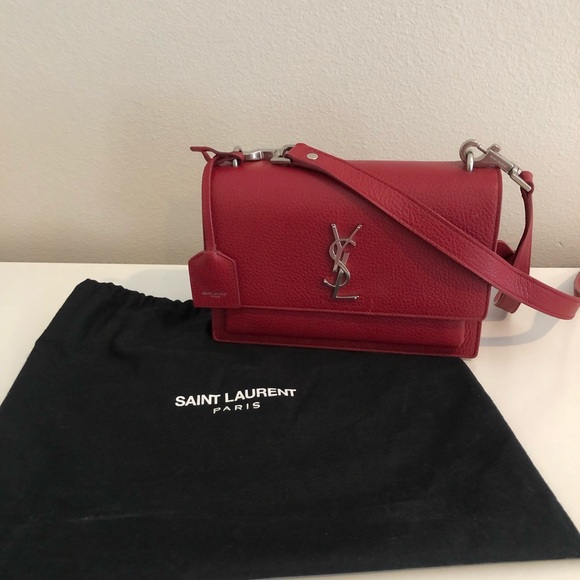 🇫🇷 Saint Laurent Sunset red leather satchel bag - Picture 5 of 15